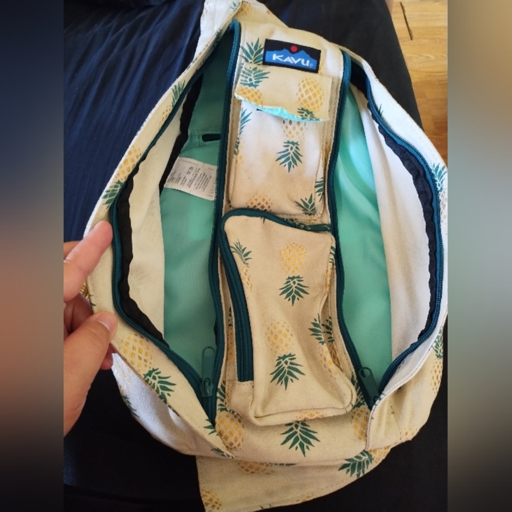 KAVU Women's Pineapple Print Crossbody Sling Bag in Cream - Picture 8 of 13